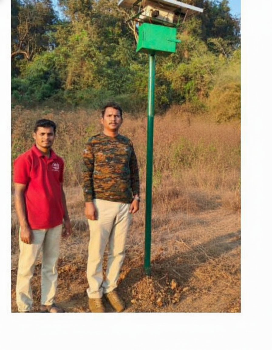 Solar + 5G gunshot-detection tower at a Rajasthan wildlife sanctuary